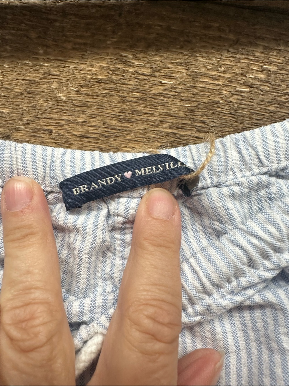 Brandy Melville Light Blue Striped Seersucker Pants - Picture 6 of 8